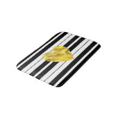 Goldherz, Schwarzweiss-Streifen Badematte (Schrägansicht)