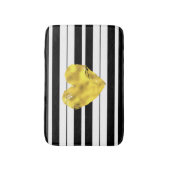 Goldherz, Schwarzweiss-Streifen Badematte (Vorderseite Vertikal)