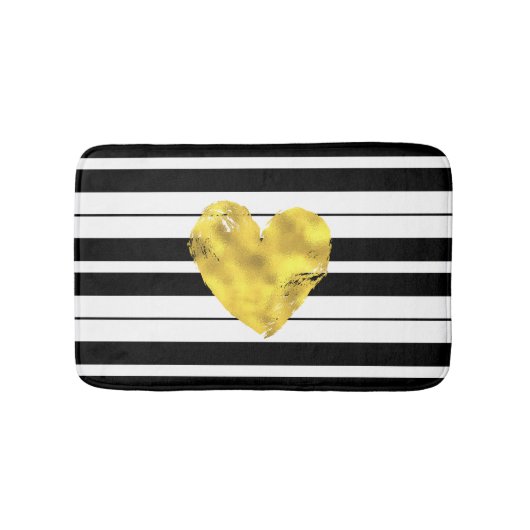 Goldherz, Schwarzweiss-Streifen Badematte (Vorderseite)
