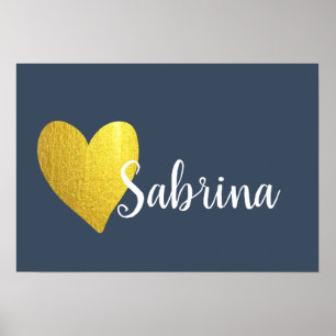 Goldherz und Personalisierte Navy Poster