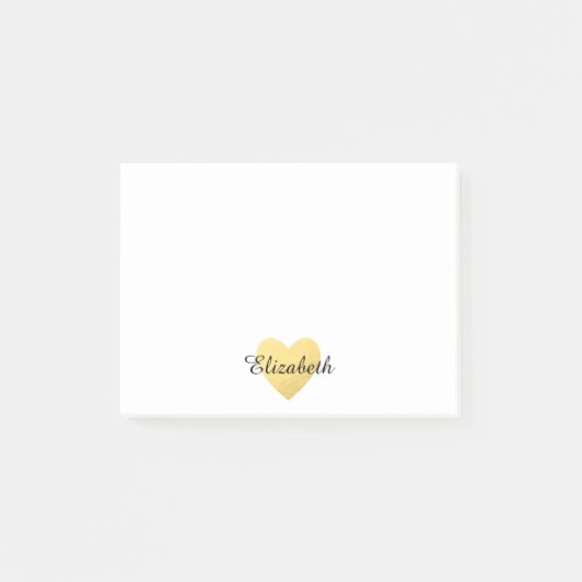 Goldherz und personalisierte Posten-it® Post-it Klebezettel (Vorderseite)