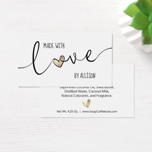 Goldherz und Typografie mit Liebe-Geschenkmarke (Schreibtisch)