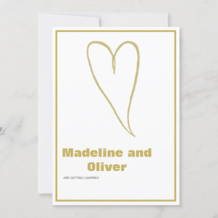 Goldherz White Simple Wedding Einladung
