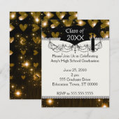 Goldherzen-Abschluss Einladung (Vorne/Hinten)
