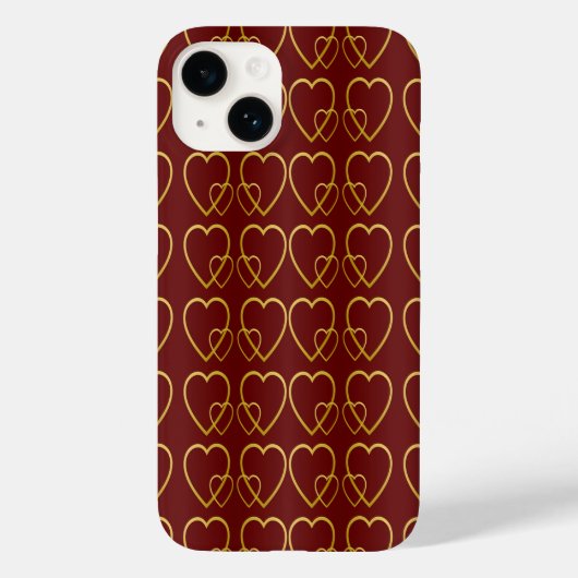 Goldherzen auf Maronen Case-Mate iPhone Hülle (Rückseite)