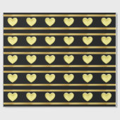 Goldherzen auf Schwarzem und Geschenkpapier (Flach)