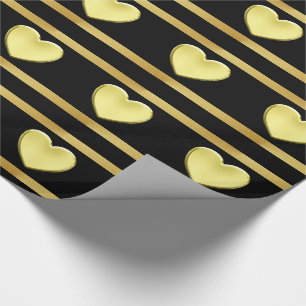 Goldherzen auf Schwarzem und Geschenkpapier