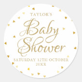 Goldherzen-Babydusche Runder Aufkleber (Vorderseite)