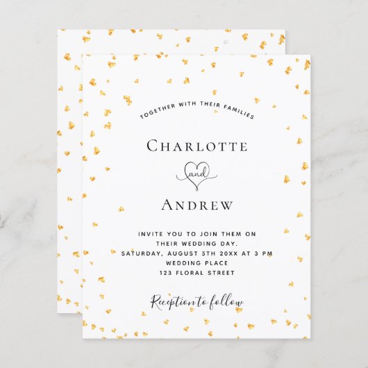 Goldherzen des Haushalts - Einladung zur weißen Ho (Vorne/Hinten)