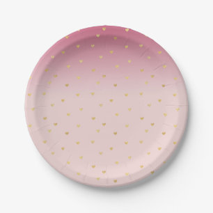 Goldherzen erröten rosa Ombre Pappteller