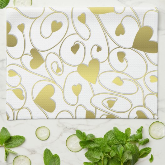 Goldherzen Geschirrtuch (Gefaltet)