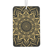 Goldherzen Mandala auf schwarz Autolufterfrischer (Rückseite)