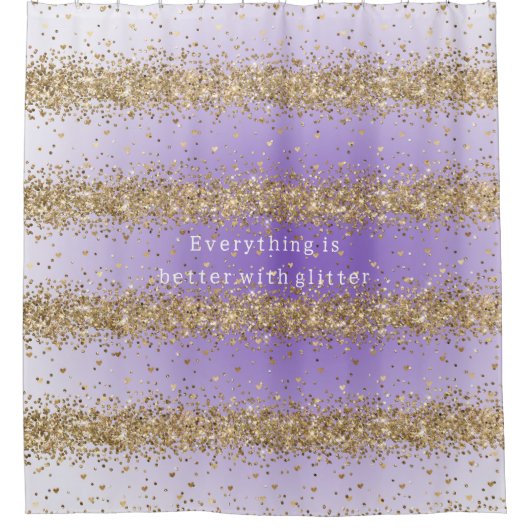 Goldherzen Sparkle Lila Glitzer Zitat Duschvorhang (Vorderseite)