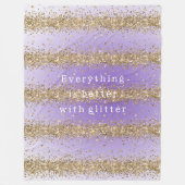 Goldherzen Sparkle Lila Glitzer Zitat Fleecedecke (Vorderseite)