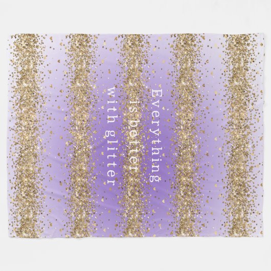 Goldherzen Sparkle Lila Glitzer Zitat Fleecedecke (Vorderseite (Horizontal))
