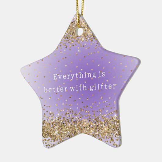 Goldherzen Sparkle Lila Glitzer Zitat Keramik Ornament (Links)