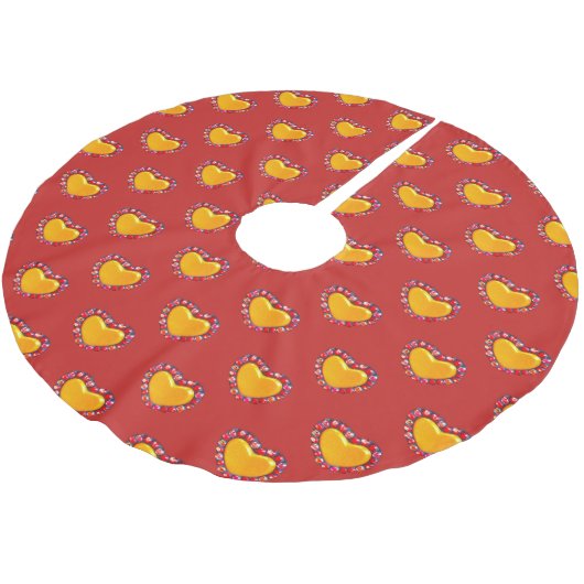 Goldherzen Thunder_Cove Polyester Weihnachtsbaumdecke (Schrägansicht)