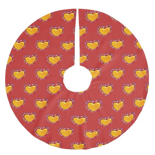 Goldherzen Thunder_Cove Polyester Weihnachtsbaumdecke (Vorderseite)