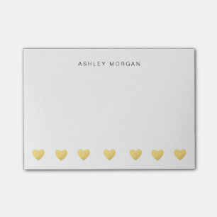 Goldherzen und personalisierte Posten-it® Post-it Klebezettel