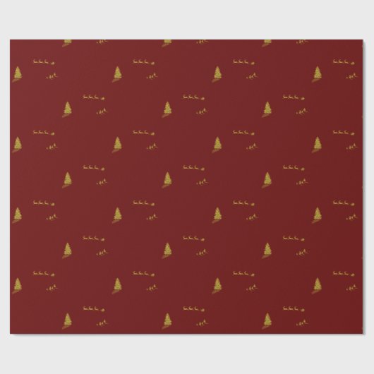 Goldhirsche mit rotem Hintergrund - fröhliche Weih Geschenkpapier (Flach)