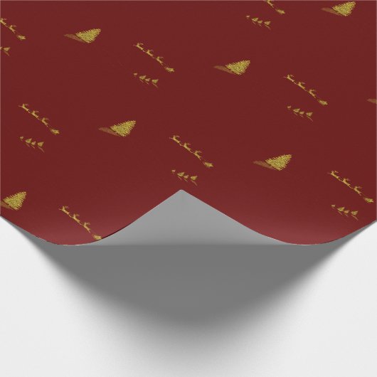Goldhirsche mit rotem Hintergrund - fröhliche Weih Geschenkpapier (Ecke)