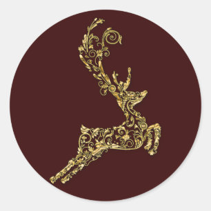 Goldhirsche Runder Aufkleber