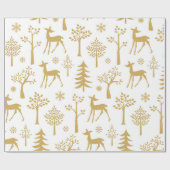 Goldhirsche und Glitzer Geschenkpapier (Flach)