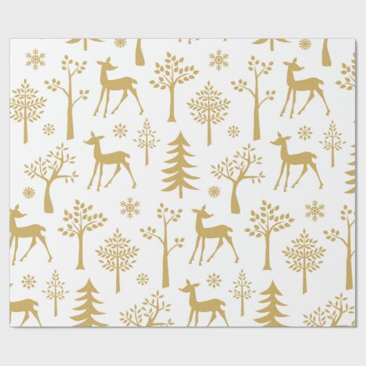 Goldhirsche und Glitzer Geschenkpapier (Flach)