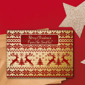 Goldhirschen und Weihnachtsbäume auf roten Hütten Folieneinladung
