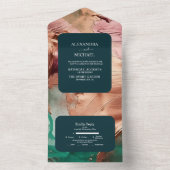 Goldhochzeit der abstrakten Smaragdgrünen Rose All In One Einladung (Innen Boden)