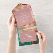 Goldhochzeit der abstrakten Smaragdgrünen Rose All In One Einladung (Abreißen)