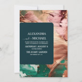 Goldhochzeit der abstrakten Smaragdgrünen Rose Einladung (Vorderseite)