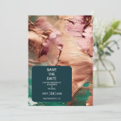 Goldhochzeit der abstrakten Smaragdgrünen Rose Save The Date (Stehend Vorderseite)