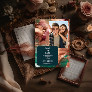 Goldhochzeit der abstrakten Smaragdgrünen Rose Save The Date