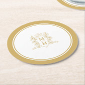 Goldhochzeit des Wappen Monogram Runder Pappuntersetzer (Angewinkelt)