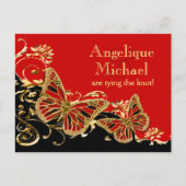 Goldhochzeit in Rot "Save the Date" Ankündigungspostkarte (Vorderseite)