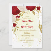 Goldhochzeit in Rot-Weiß-Blume Einladung (Vorderseite)