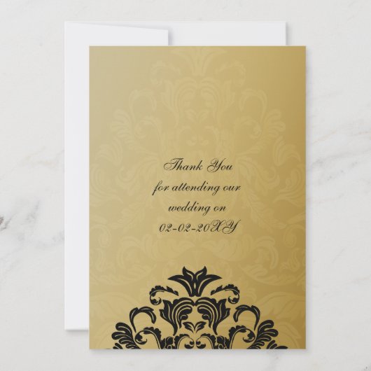 Goldhochzeit in schwarzem Gold DankeYou Cards Einladung (Rückseite)