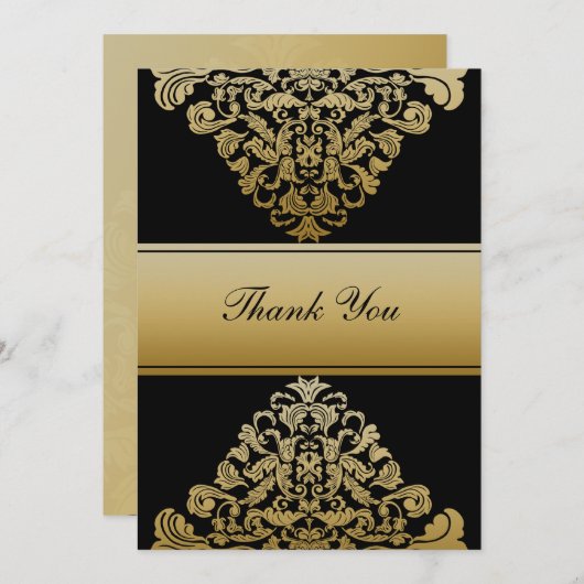 Goldhochzeit in schwarzem Gold DankeYou Cards Einladung (Vorne/Hinten)