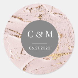 Goldhochzeit in texturierter Rose Runder Aufkleber
