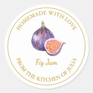 Goldhommade Fig-Jam-Label weiß Runder Aufkleber