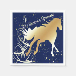 Goldhorndrucke auf dunkelblauen Frohen Festtagen Serviette