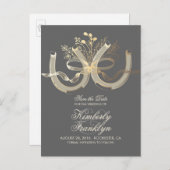 Goldhufeisen Rustikales Land Save the Date Ankündigungspostkarte (Vorne/Hinten)