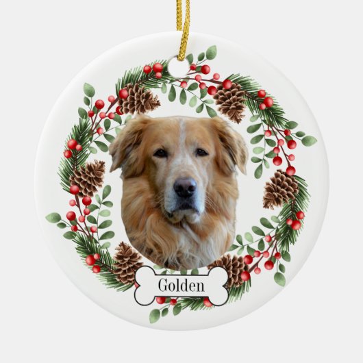 Goldhund Keramik Ornament (Vorne)