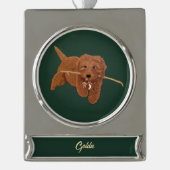 Goldie Doodle Banner-Ornament Silber (Vorderseite)
