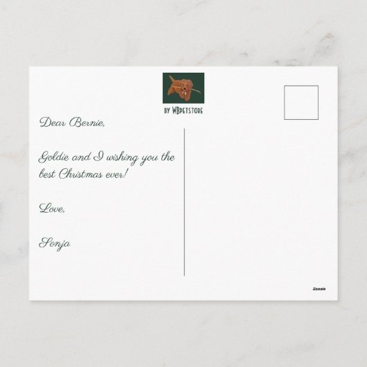 Goldie Doodle Feiertagspostkarte (Rückseite)