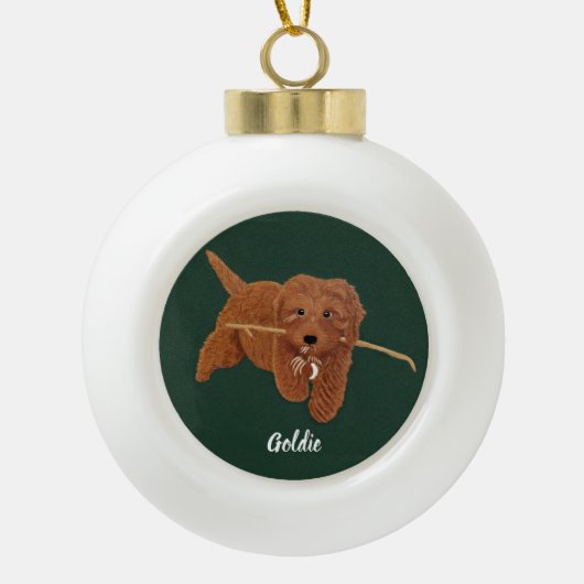 Goldie Doodle Keramik Kugel-Ornament (Vorderseite)