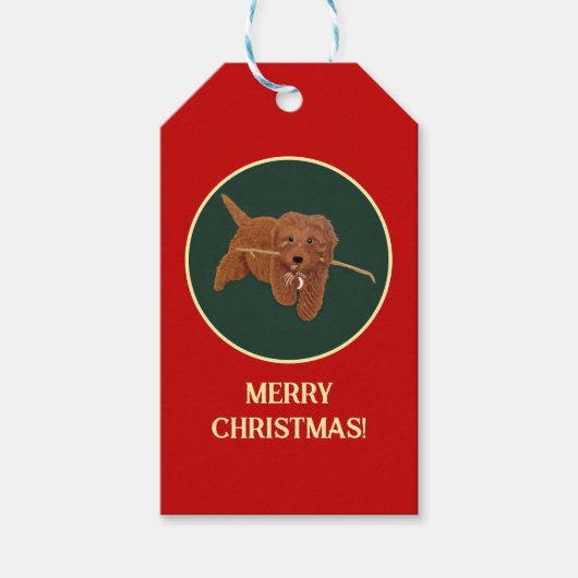 Goldie Doodle Rot Geschenkanhänger (Vorderseite)