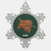 Goldie Doodle Schneeflocken Zinn-Ornament (Vorderseite)