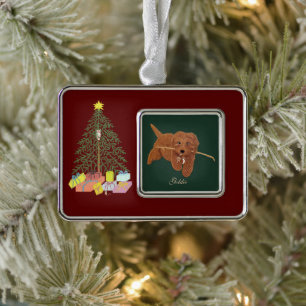Goldie Doodle Weihnachtsbaum gerahmter Ornament Rahmen-Ornament Silber